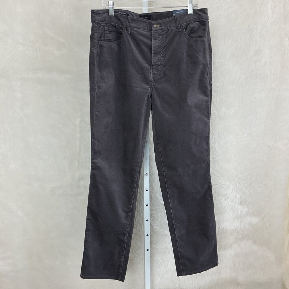 Talbots Gray High Waisted Velveteen Straight Leg Pants NWT 14